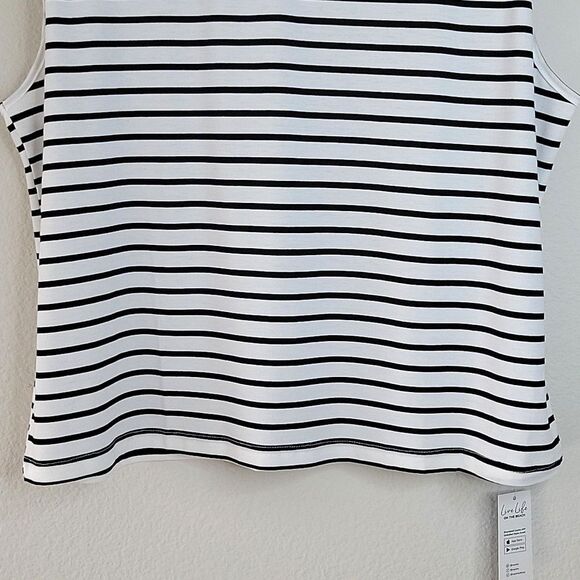 CUPSHE Black White Horizontal Striped Sleeveless Tank Top size L Shoulder Pads - Picture 4 of 14